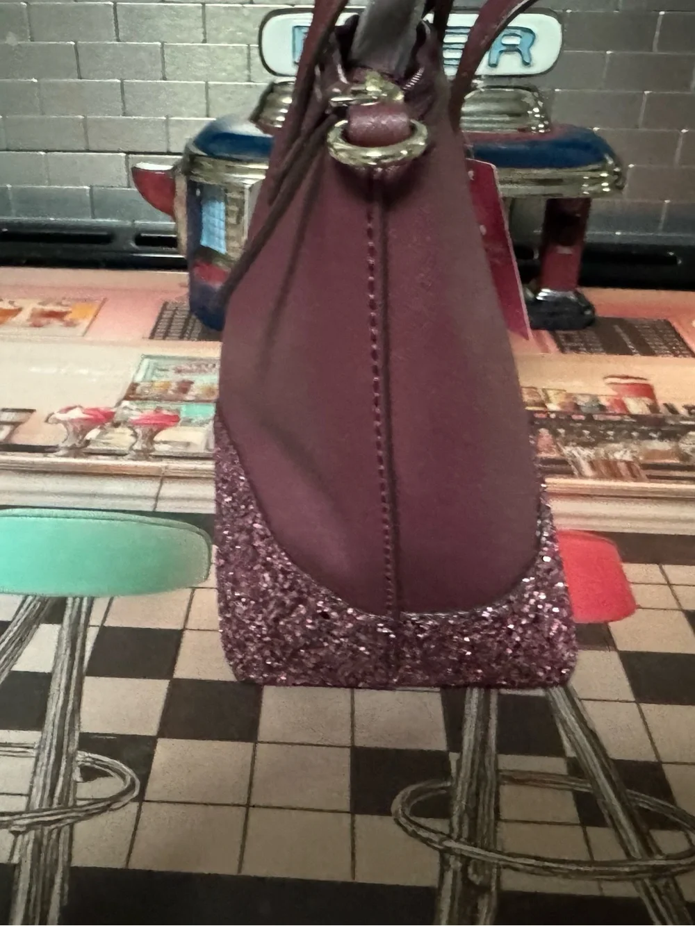 kate spade Maroon Glitter-Trim Satchel